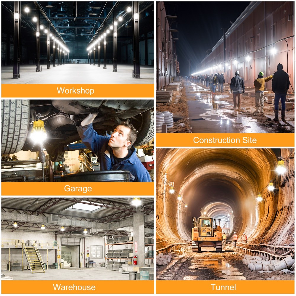 100W LED Temporary Construction Lights- Linkable Construction Hang Light 15000Lm