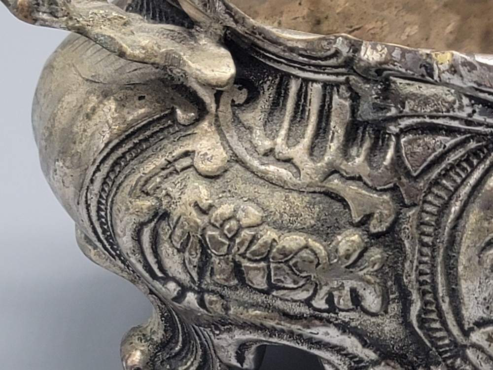 Vintage Silver Tone Planter Ornate Decorative 9" x 4"