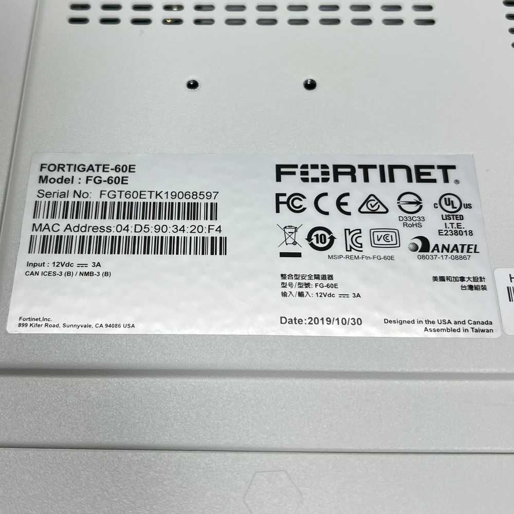 Fortinet FG-60E Fortigate-60E Network Security Firewall Tested Good!【1day ship!】