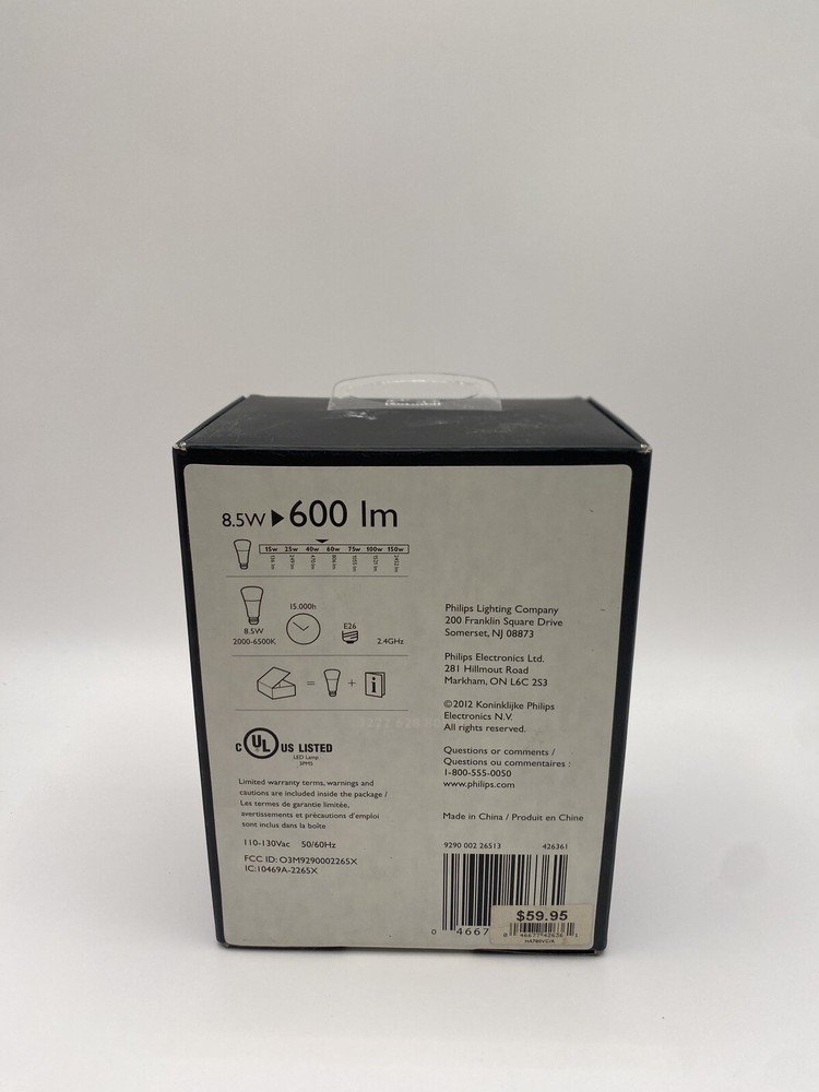 PHILIPS Hue Personal Wireless Lighting, Single Bulb (Model: 426361)