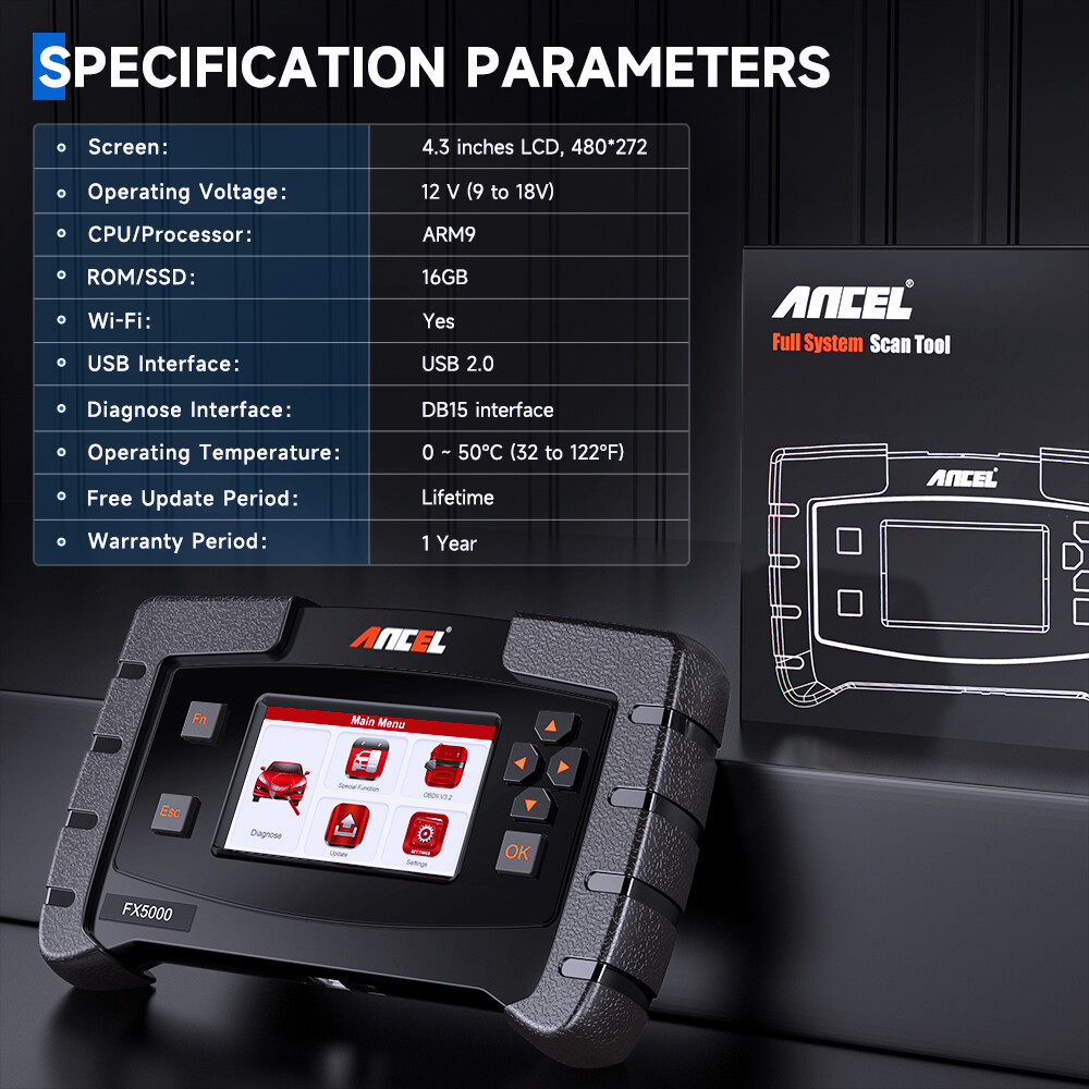 Automotive All System Diagnostic Scanner OBD2 Car Code Reader Scan Tool ABS SRS
