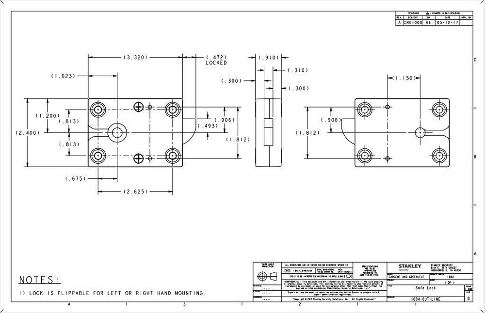 S&G Model 1004-102 Spinblocker Bolt Electronic Safe Lock