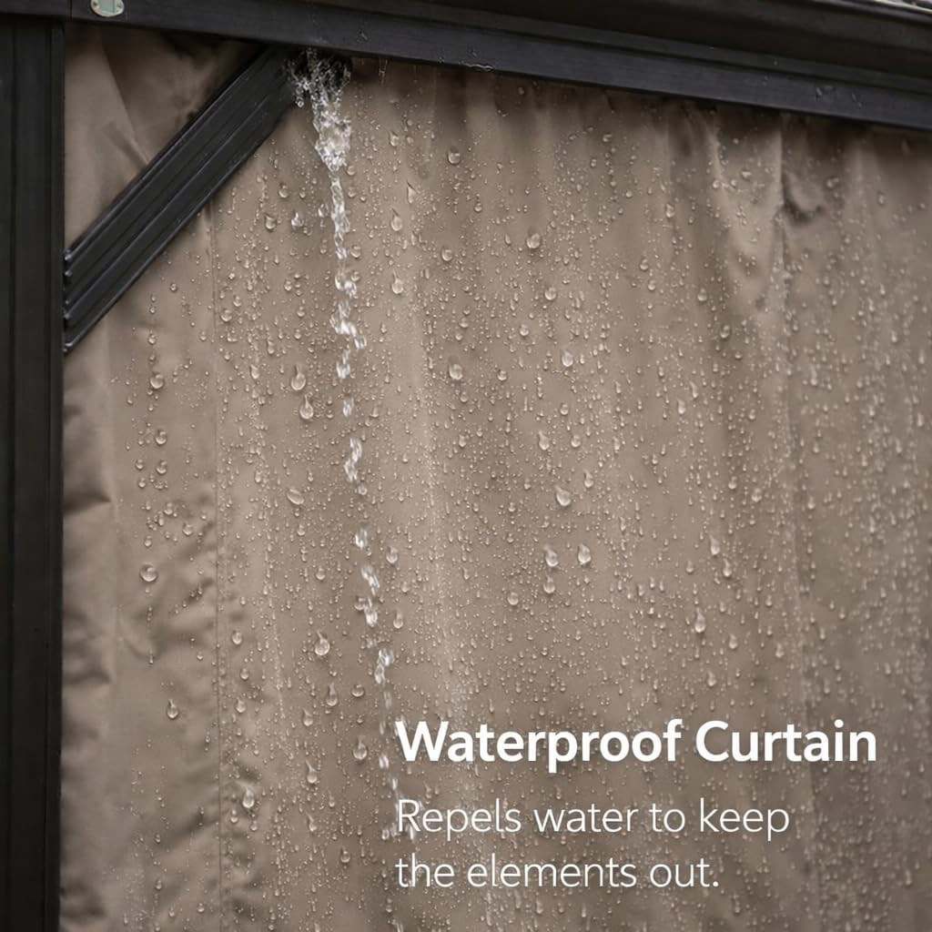 Kozyard 10' X 12'Outdoor Gazebo Privacy Curtain Sidewall, Waterproof Patio Priva