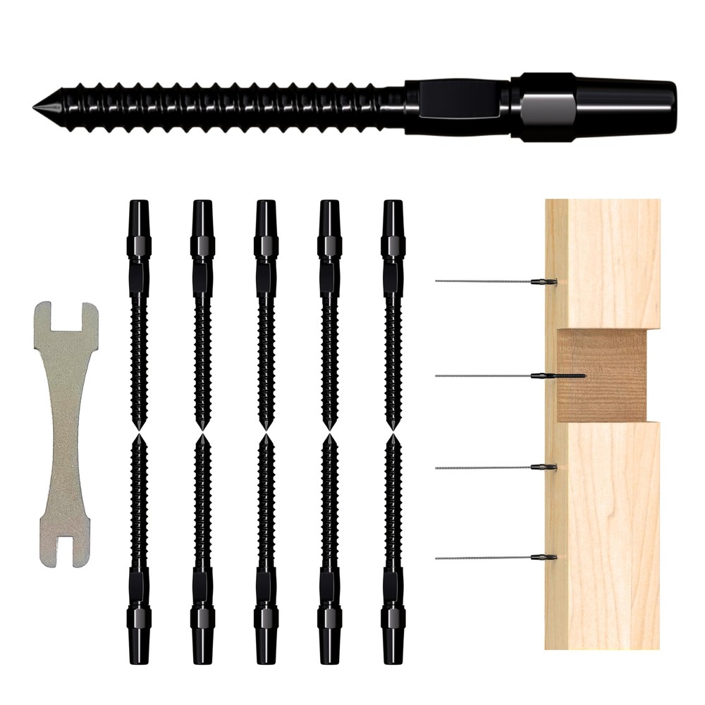 5 Pair Black Cable Railing Kit Invisible Crimp Fitting Cable Railing Hardware...