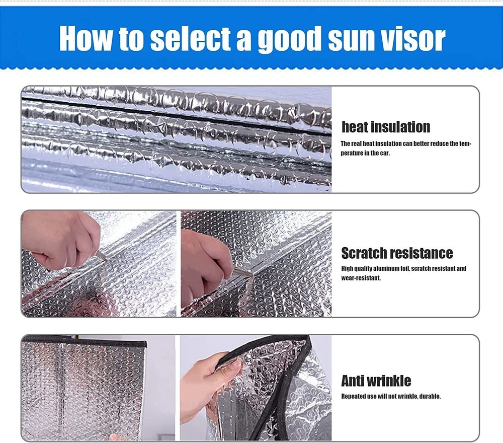 2Pcs Foldable Car Front Window Windshield Sun Shade Shield Cover Visor UV Block