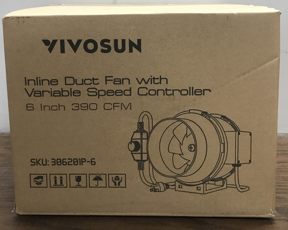 VIVOSUN T6.6 Inch 390 CFM Inline Duct Fan with Variable Speed Controller