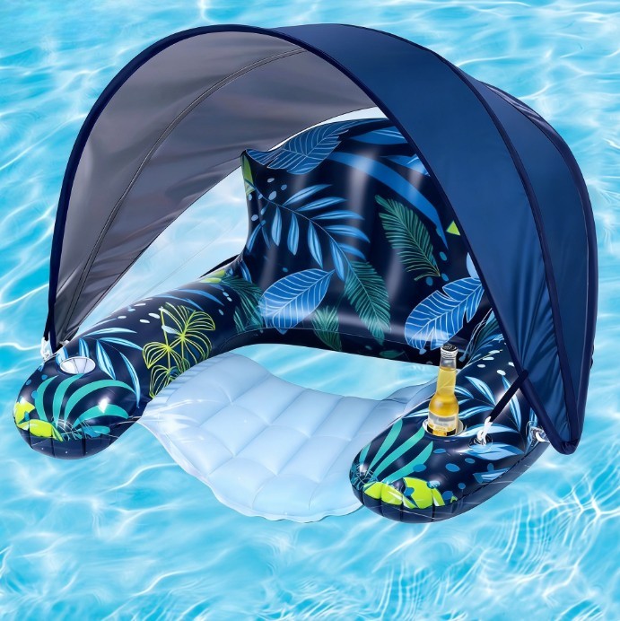 NIB Livhil Pool Float — Extra-Large Inflatable Pool Lounger (with Canopy)