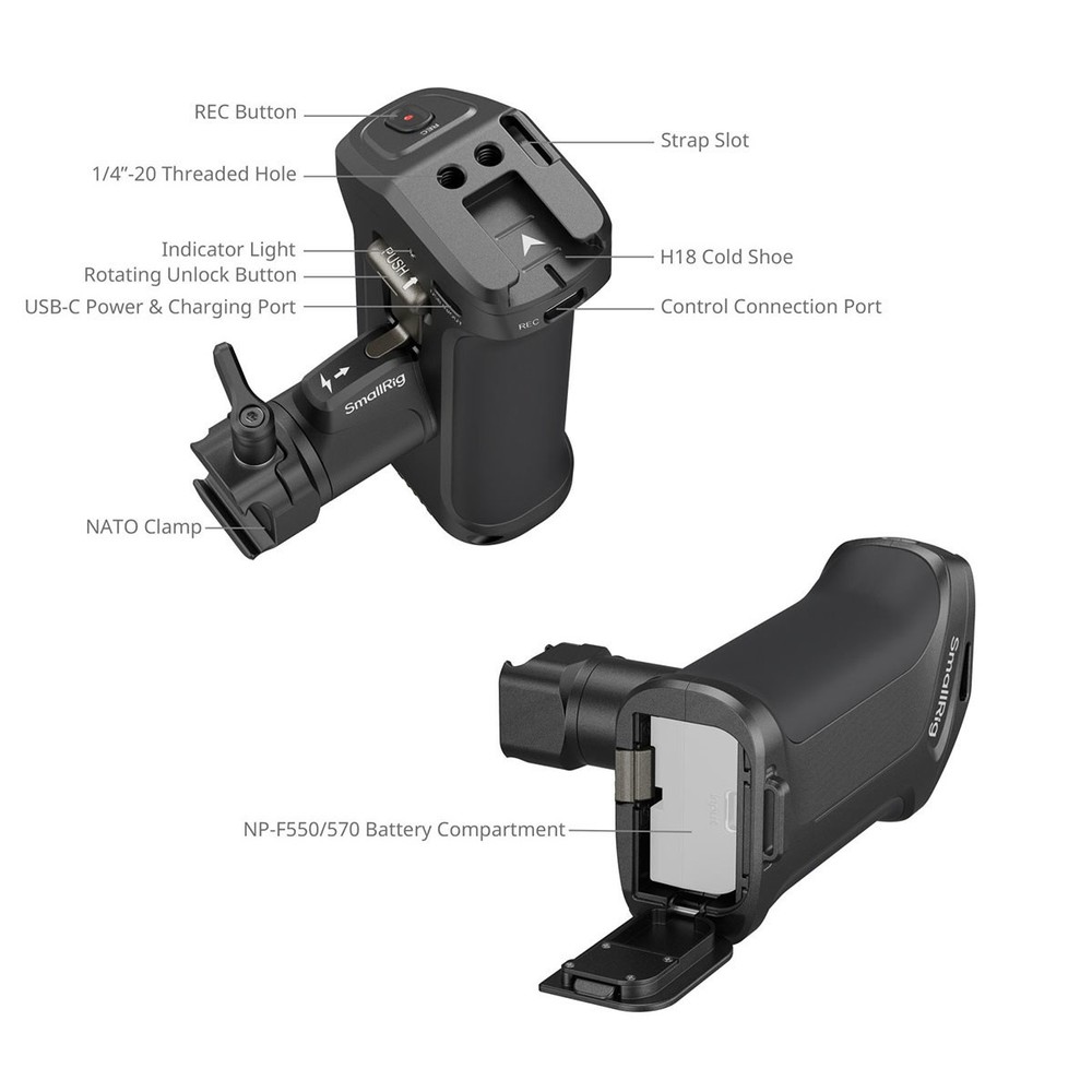 SmallRig Rotating Side Handle with Trigger REC for Selected Sony Mirrorless Came