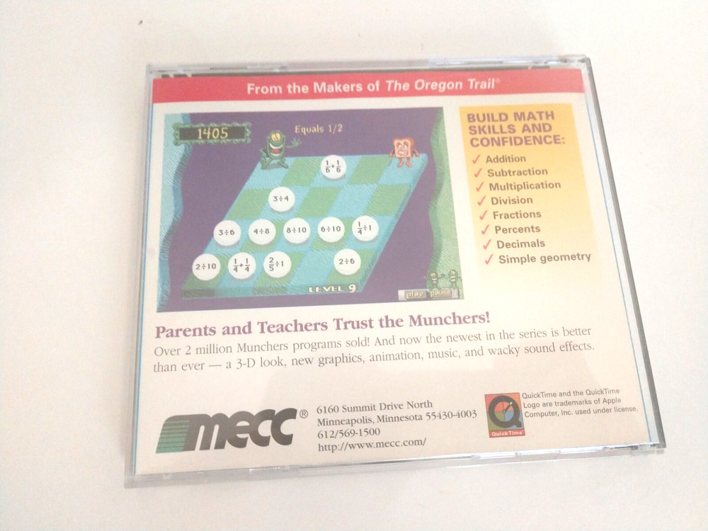 Math Munchers Deluxe Windows Mac MS-DOS PC 1995 CD-ROM Learning Tutoring Game
