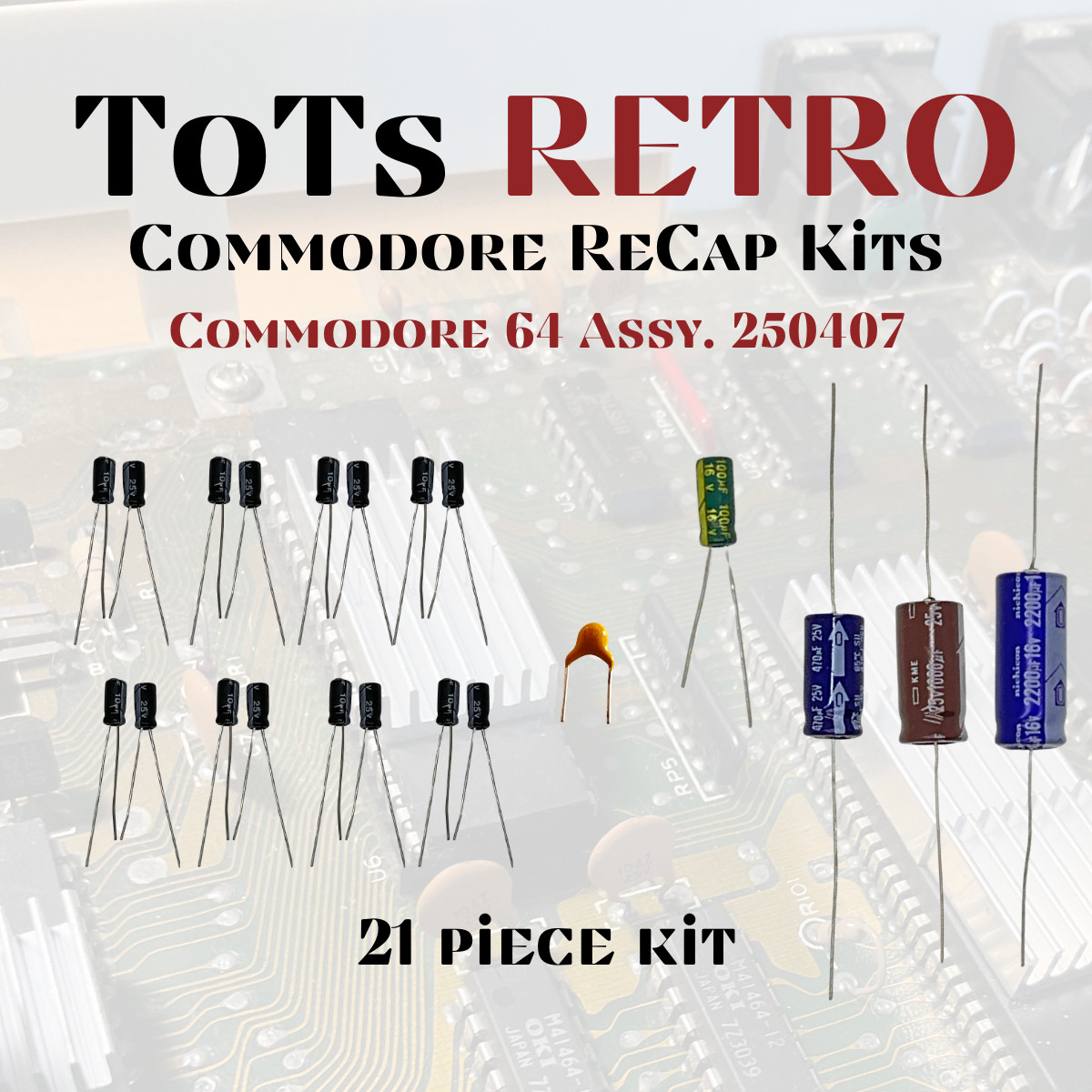 Commodore 64, Commodore 128, Vic 20, Plus 4, C16 Recap Capacitor Kits