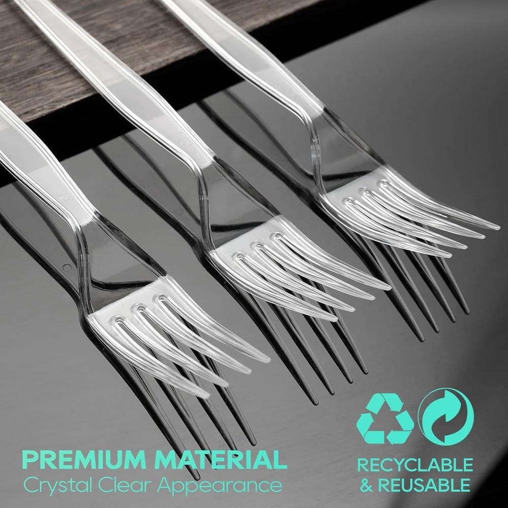 360 Count Clear Plastic Forks Heavy Duty, Solid and Durable Disposable Forks...