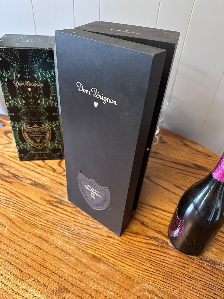 dom perignon boxes and bottle