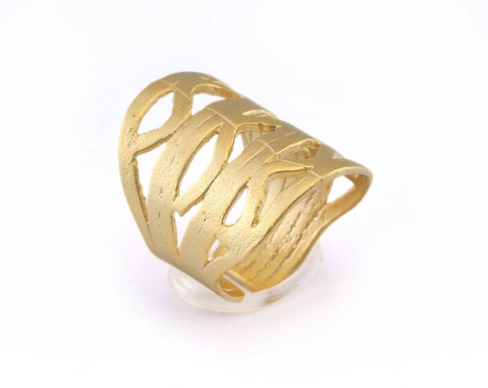 Adjustable Ring Matte Gold Plated brass (18mm 8US inner size) 2992