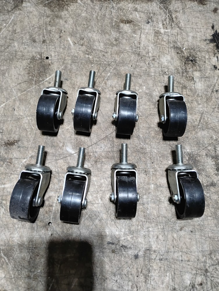 8 Pack 2 Inch Stem Caster Swivel Black Polyurethane Caster Wheels