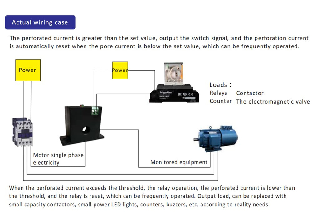 Current Sensing Relay AC Current Sensing Switch 0-100A Normally Open Amp Sensor