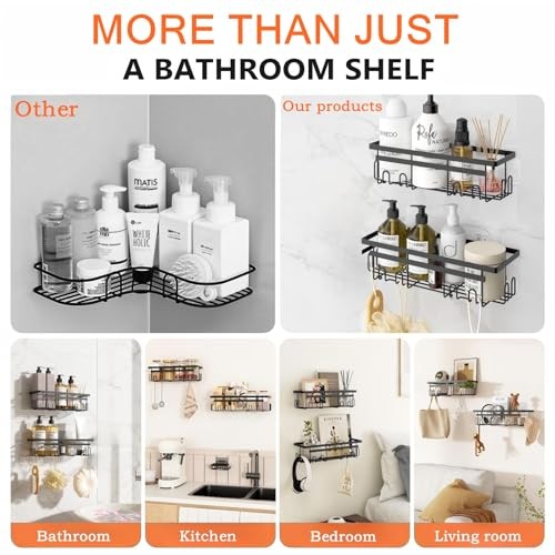 Self Adhesive Shower Caddy, 2-Pack No Drilling Rustproof Bathroom Style 3