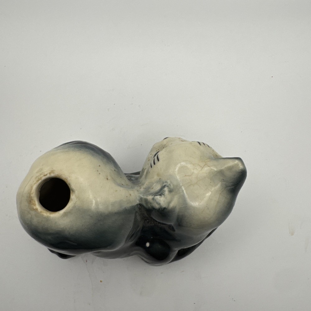 Vintage Ceramic Cat Air Wick Diffuser/Bud Vase, Solid Black Grey Great Condition