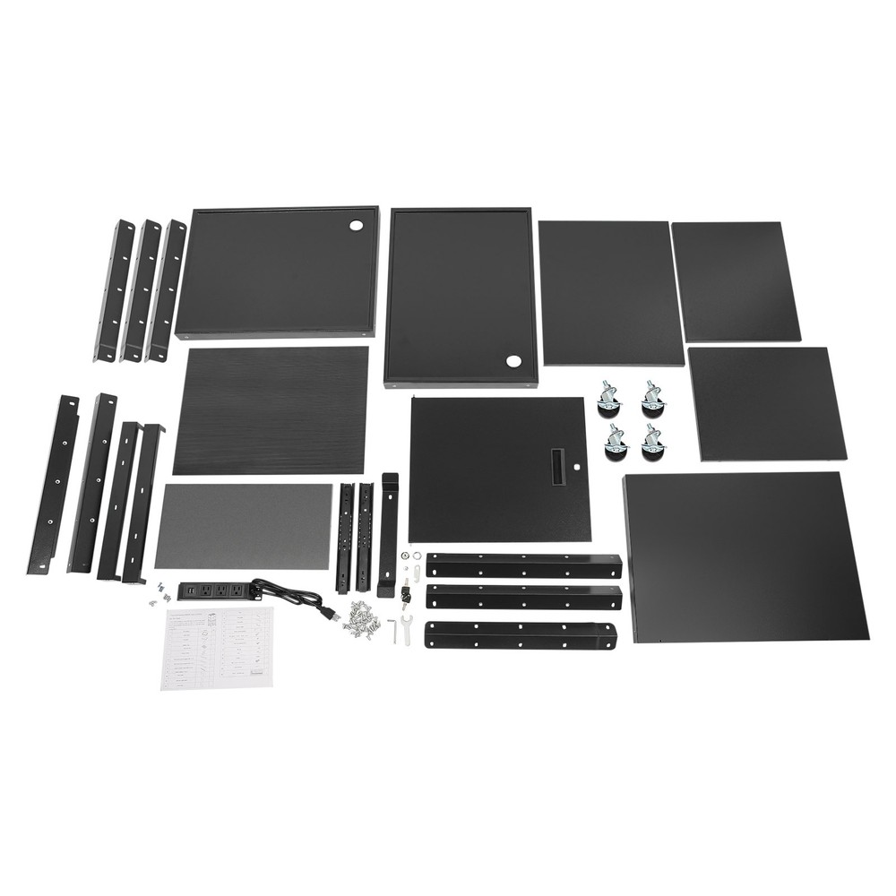 Portable Av Cart Multipurpose Rolling Small Office Laptop Table w/ Power Socket