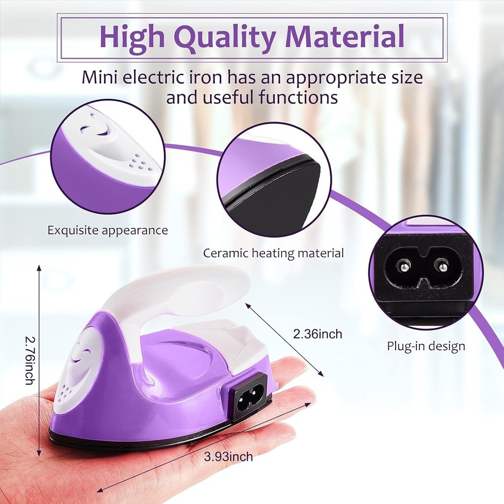 Portable Purple Mini Craft Iron with Charging Base - Ideal for Small Projects