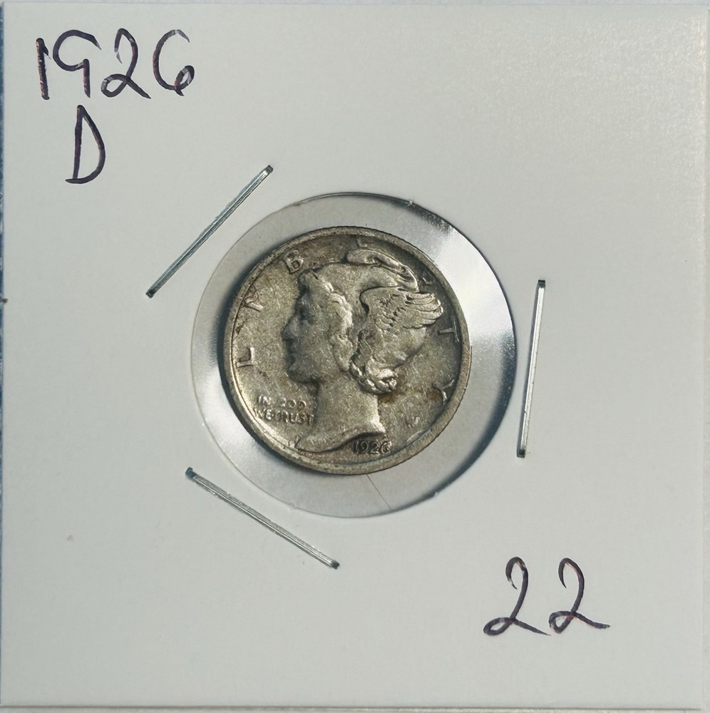 1926-D Mercury Silver Dime Coin VF