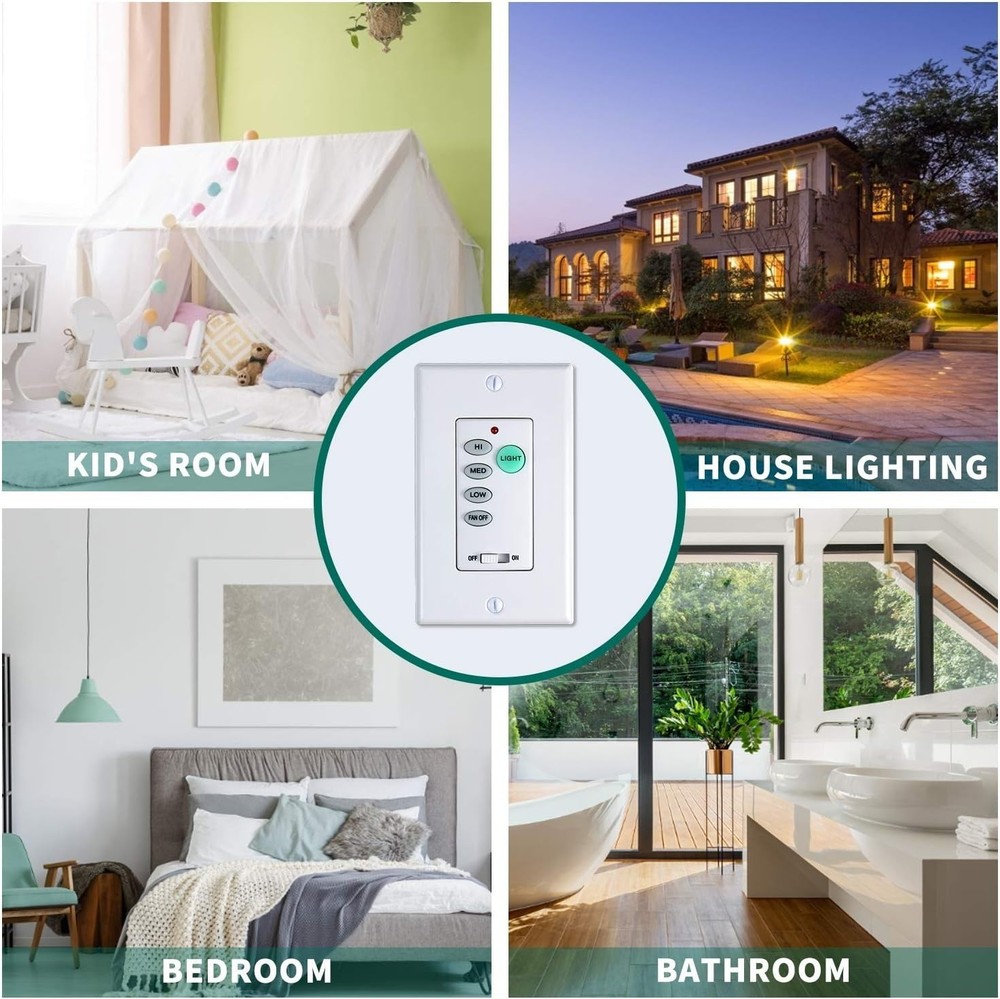 Wall-Mounted 3-Speed Fan Control & Light Dimmer - Compatible with Most Models