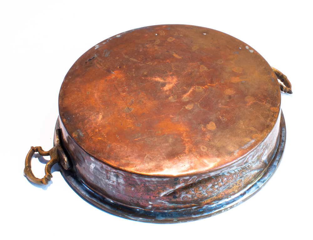 Copper Primitive Hand Crafted Extra Large Hammered Fish Kettle Pan