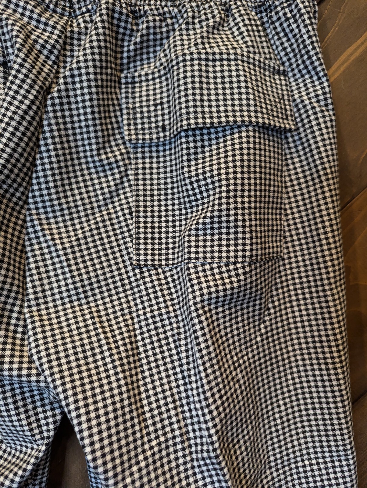 Chef Works Drawstring Pants Small Pockets Black White Check NEW with TAG