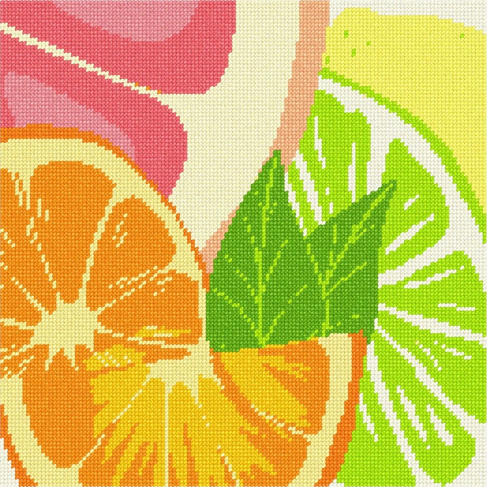 Abstract Citrus Needlepoint Kit or Canvas