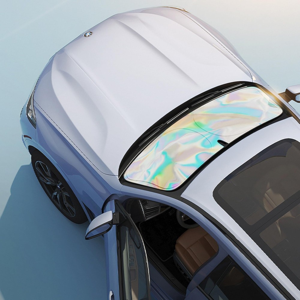 Iridescent Car Windshield Sunshade, Foldable For Use Strong Heat Insulation