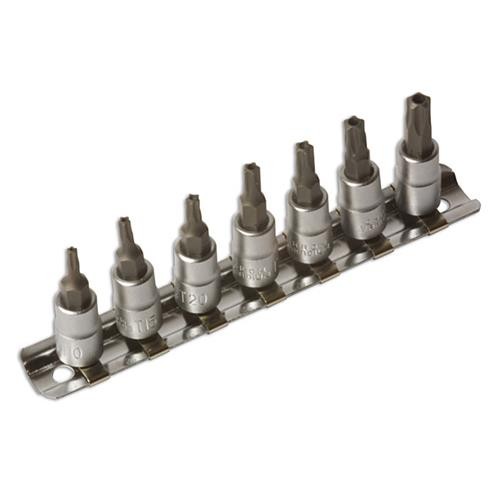 Laser Tools Tamperproof Star 5-Sided Socket Bit Set 1/4"D 7pc 3389