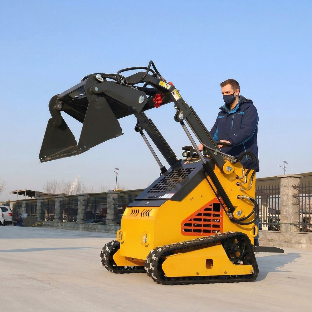 24HP Mini Skid Steer Loader Gas Engine Tracked Compact Loader with 4-in-1 Bucket