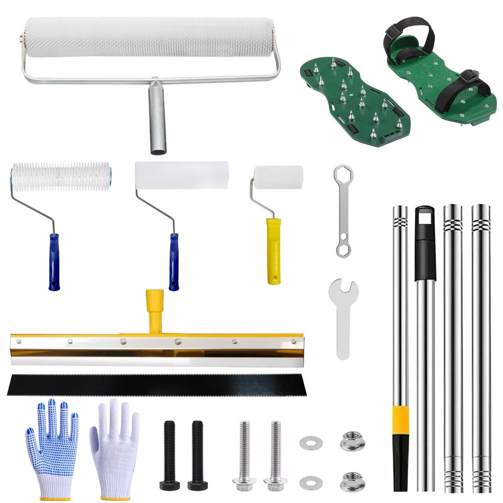 Self Leveling Cement Tool kit, Spiked Roller with Extension Pole for Self Lev...