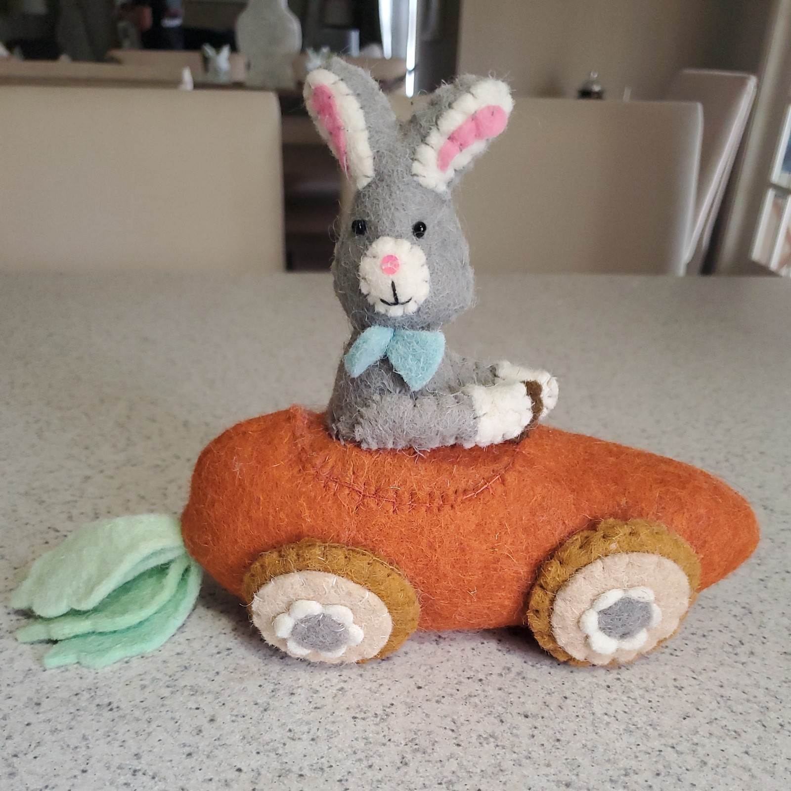Felt Easter Bunny In A Carrot Car Spring Decor