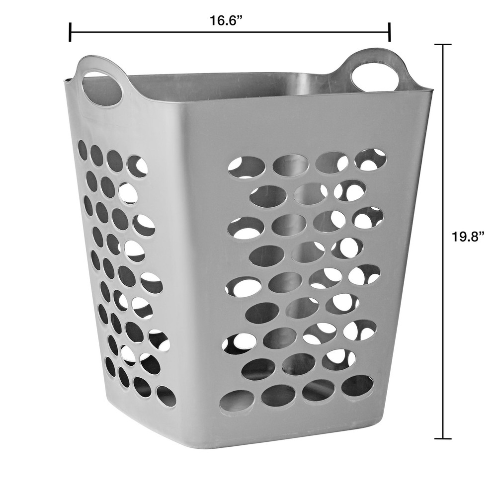 Flexible Square Laundry Hamper Soft Silver Adult