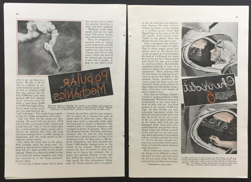 Skywriting 1937 Jim Rose pilot HowTo Info methods & techniques