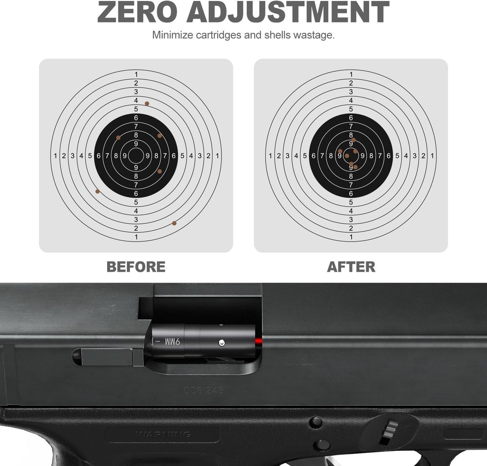 Durable Metal 9mm Laser Bore Sighter with Tail Button - Enhanced Aiming System