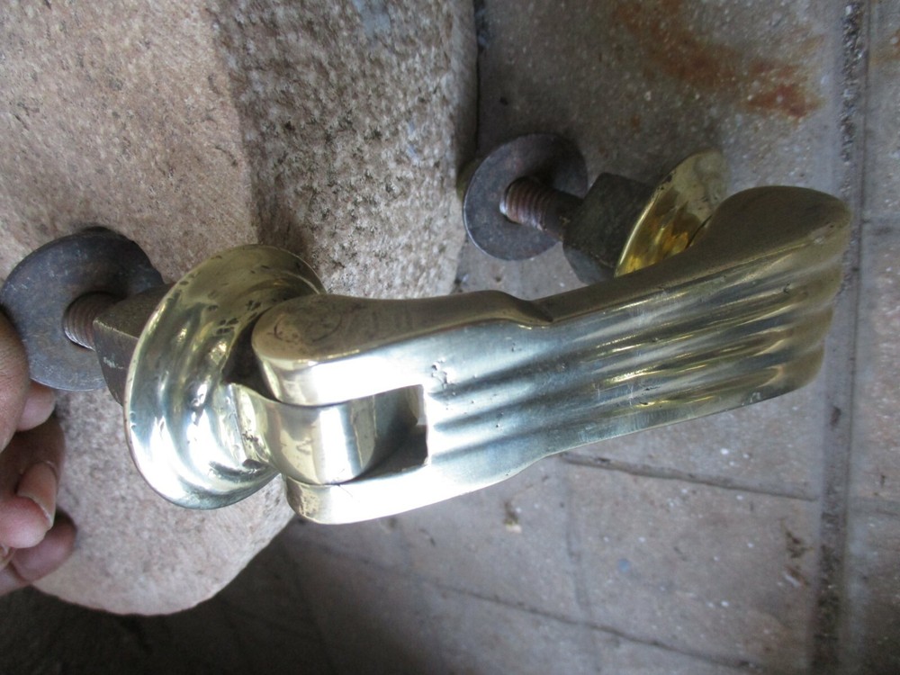 Vintage Solid Brass Complete Door Knocker Architectural Salvage Old Hardware