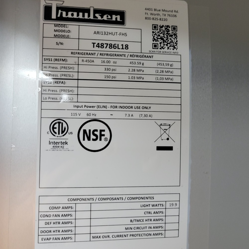 36" One Section Roll In Refrigerator USED Traulsen