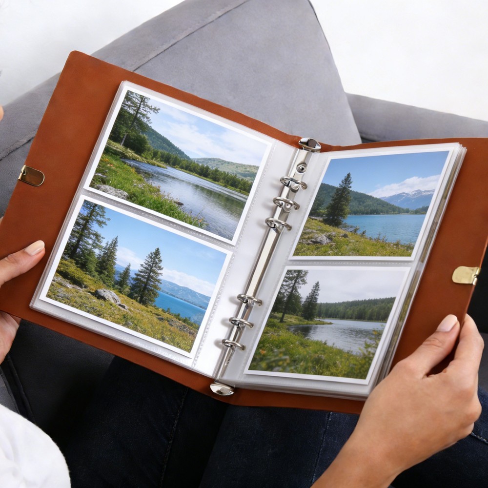 A5 Leather Binder Journal Cover, 6 Ring Elastic Closure, Gray