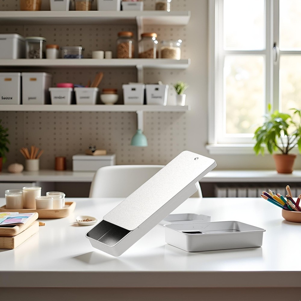 Silver Rectangular Empty Slide Top Metal Tin Containers for Candies, Jewelry,...