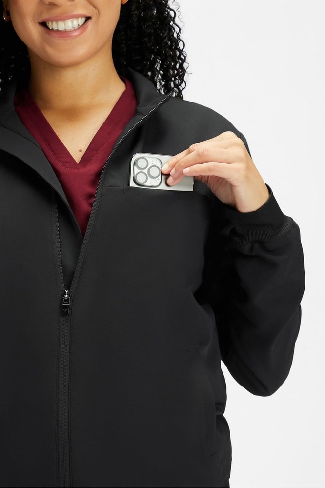 Fabletics Women's Daily 3-Pocket Scrub Jacket - MotionTech, Lightweight, Brea...