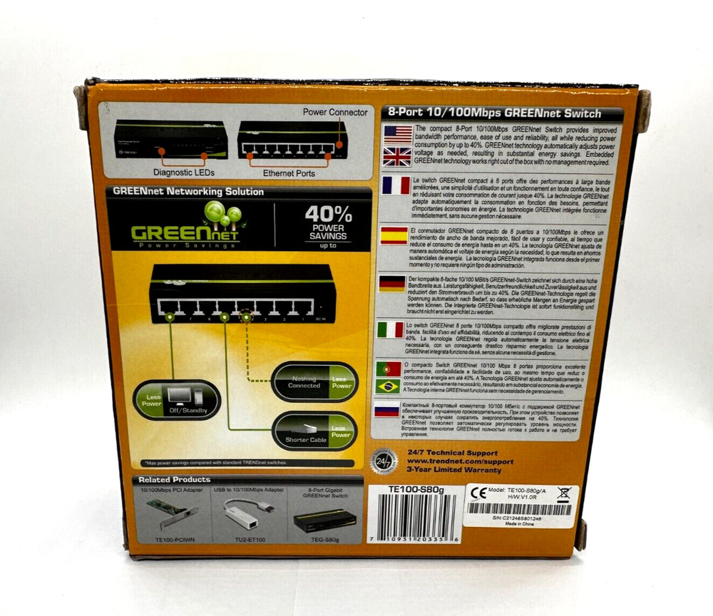 TRENDnet TE100 (TE100S80G) 8-Ports External Switch