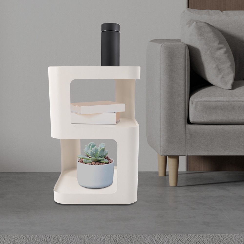 3 Tier Side Table Modern Coffee Table Sofa Bedside Table Storage Organizer White