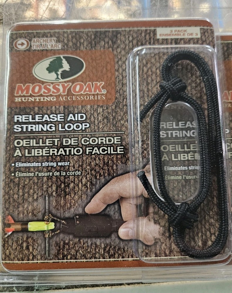 3 Mossy Oak 3-PACK String D-Loop Compound Bow Release Aid Archery Hunting