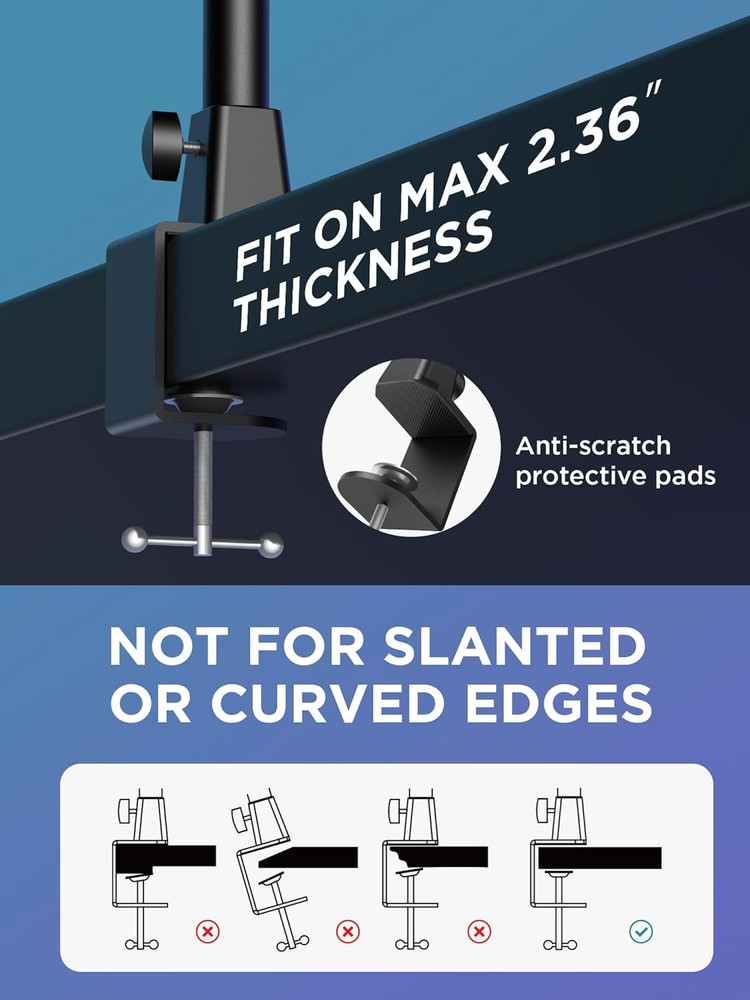 Mic Boom Arm, Microphone Stand with Cable Management Channels Height Riser for B