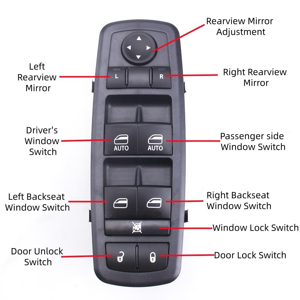 Master Power Window Switch Compatible with 2009 2010 2011 2012 Dodge BLACK