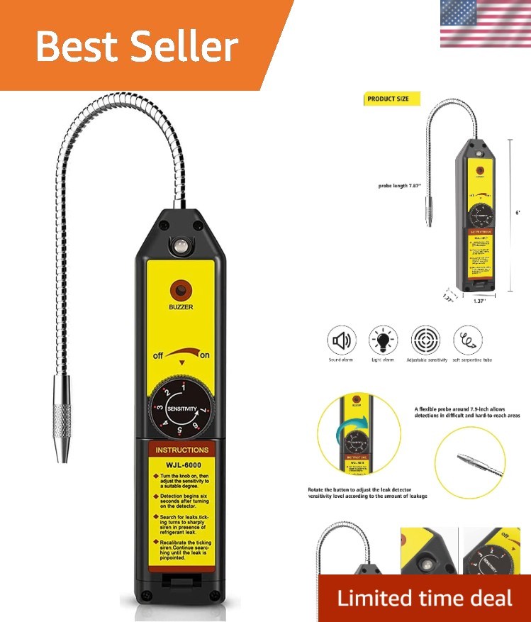 Compact WJL-6000 Refrigerant Leak Detector with Adjustable Sensitivity & Alarm
