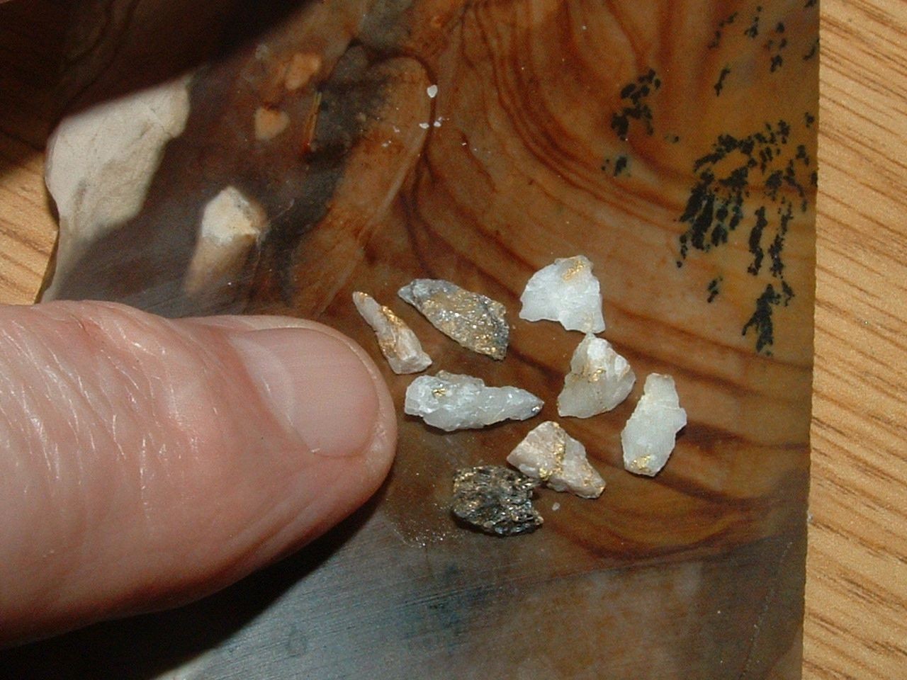 8 GOLD QUARTZ SPECIMENS .92 GRAM NATURAL GOLD AND QUARTZ