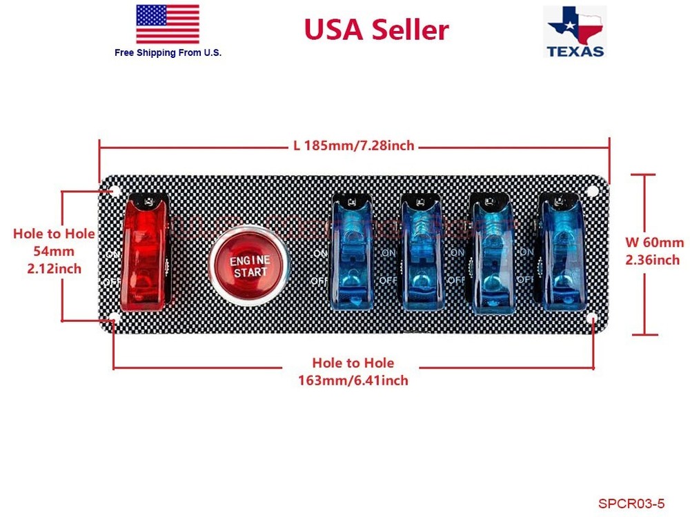 Racing Car 12V Ignition Switch Engine Start Push Button LED Toggle Panel Blue