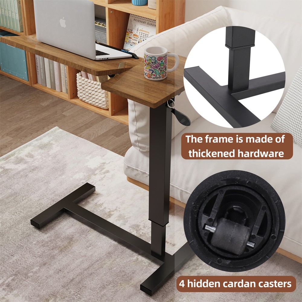 Rolling Overbed Table Adjustable Angle and Height Hospital Laptop Table Desk
